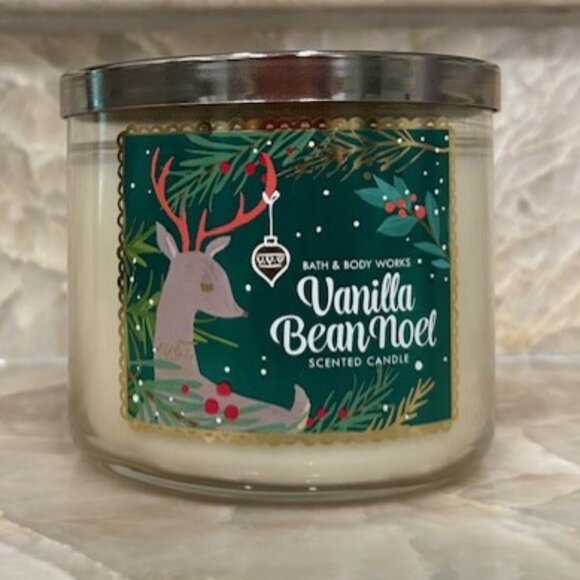 Bath & Body Works Vanilla Bean Noel 3 Wick Candle 14.5 oz. Older Label New - Picture 1 of 6
